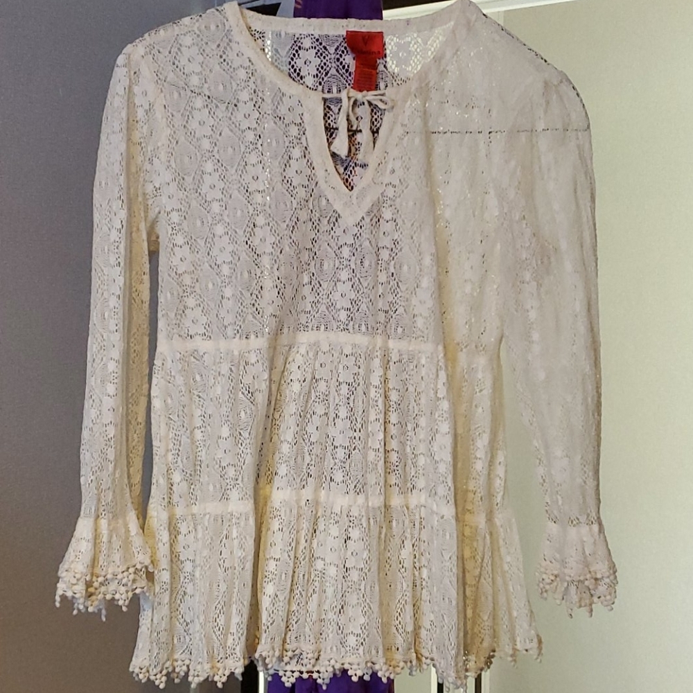Christina full lace ivory vintage top Large